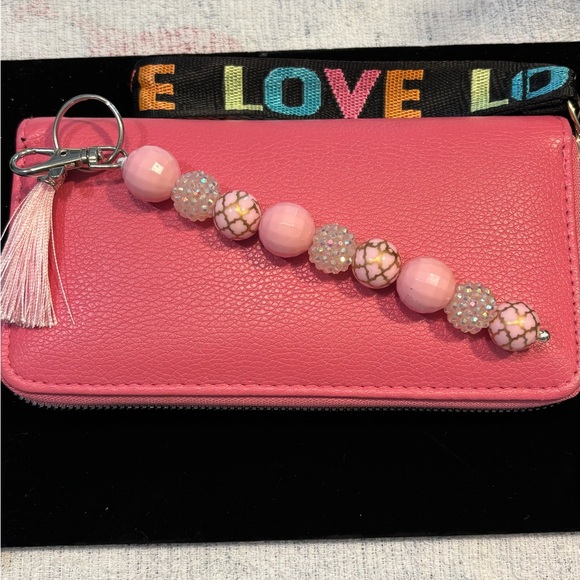 Accessories - Pink Beaded Keychain with Tassel/ purse charms